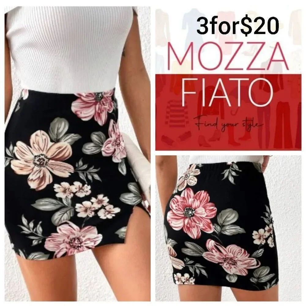 3for$20 NWT SHEIN Privé Floral Print Split Hem Bodycon Skirt